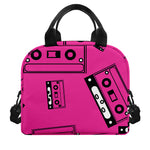 Pink Cassette Tape Pattern Print Insulated Lunch Bag