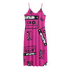 Pink Cassette Tape Pattern Print Jersey Midi Cami Dress