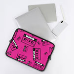 Pink Cassette Tape Pattern Print Laptop Sleeve