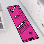 Pink Cassette Tape Pattern Print Long Kitchen Mat