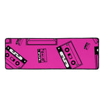 Pink Cassette Tape Pattern Print Long Kitchen Mat