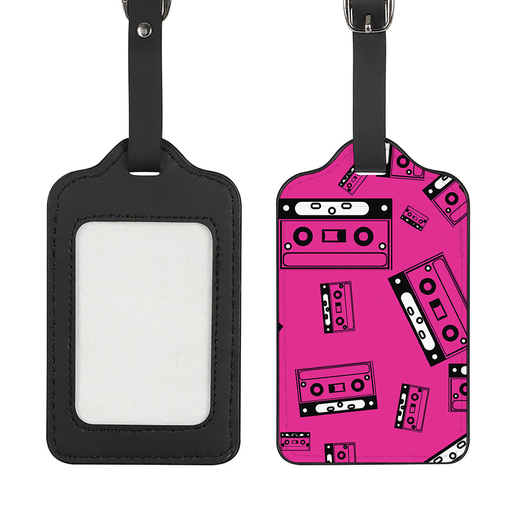 Pink Cassette Tape Pattern Print Luggage Tag