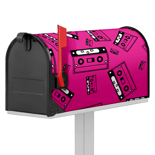 Pink Cassette Tape Pattern Print Mailbox Cover