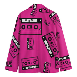 Pink Cassette Tape Pattern Print Men's Blazer