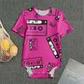 Pink Cassette Tape Pattern Print Men's Bodysuit
