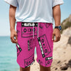 Pink Cassette Tape Pattern Print Men's Cargo Shorts