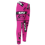 Pink Cassette Tape Pattern Print Men's Compression Pants