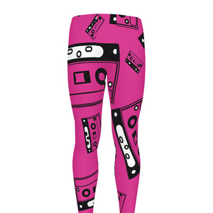 Pink Cassette Tape Pattern Print Men's leggings