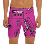 Pink Cassette Tape Pattern Print Men's Long Boxer Briefs