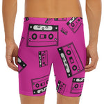 Pink Cassette Tape Pattern Print Men's Long Boxer Briefs