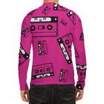 Pink Cassette Tape Pattern Print Men's Long Sleeve Rash Guard