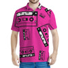 Pink Cassette Tape Pattern Print Men's Polo Shirt