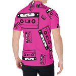 Pink Cassette Tape Pattern Print Men's Shirt