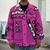 Pink Cassette Tape Pattern Print Men's Shirt Jacket