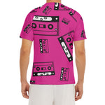 Pink Cassette Tape Pattern Print Men's Short Sleeve Rash Guard