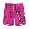 Pink Cassette Tape Pattern Print Men's Sports Shorts