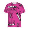 Pink Cassette Tape Pattern Print Men's Sports T-Shirt