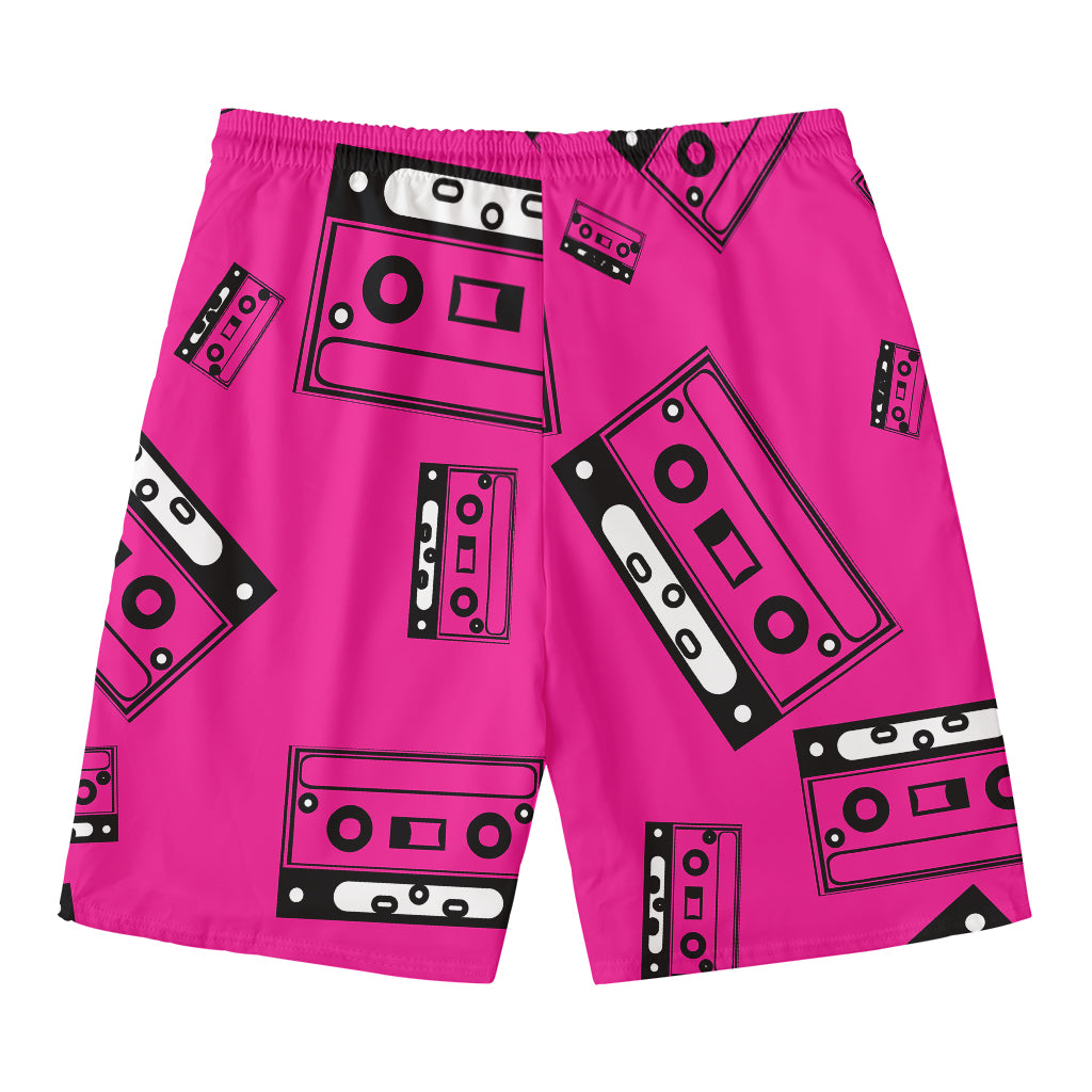 Pink Cassette Tape Pattern Print Men's Swim Trunks