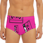 Pink Cassette Tape Pattern Print Men's Triangle Swim Briefs