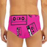 Pink Cassette Tape Pattern Print Men's Triangle Swim Briefs