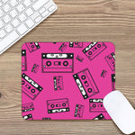 Pink Cassette Tape Pattern Print Mouse Pad