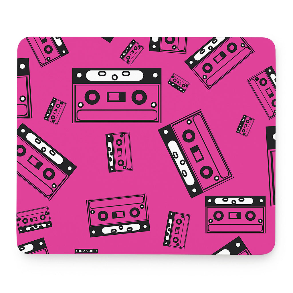 Pink Cassette Tape Pattern Print Mouse Pad