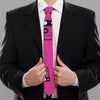 Pink Cassette Tape Pattern Print Necktie