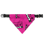 Pink Cassette Tape Pattern Print Over The Collar Dog Bandana