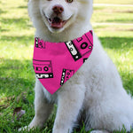 Pink Cassette Tape Pattern Print Over The Collar Dog Bandana