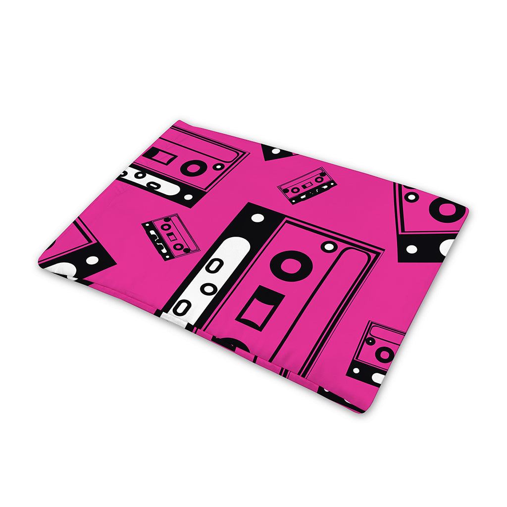 Pink Cassette Tape Pattern Print Pet Cooling Mat Cover