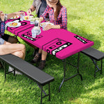 Pink Cassette Tape Pattern Print Picnic Table Cover