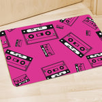 Pink Cassette Tape Pattern Print Polyester Doormat