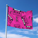 Pink Cassette Tape Pattern Print Polyester Flag