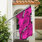 Pink Cassette Tape Pattern Print Polyester Flag