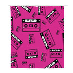 Pink Cassette Tape Pattern Print Polyester Shower Curtain