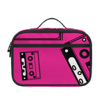 Pink Cassette Tape Pattern Print Portable Lunch Bag