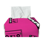 Pink Cassette Tape Pattern Print Rectangle Tissue Box Cover