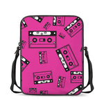 Pink Cassette Tape Pattern Print Rectangular Crossbody Bag