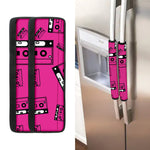 Pink Cassette Tape Pattern Print Refrigerator Handle Covers
