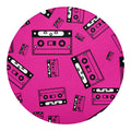 Pink Cassette Tape Pattern Print Round Blanket
