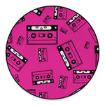 Pink Cassette Tape Pattern Print Round Floor Mat