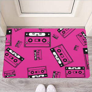 Pink Cassette Tape Pattern Print Rubber Doormat