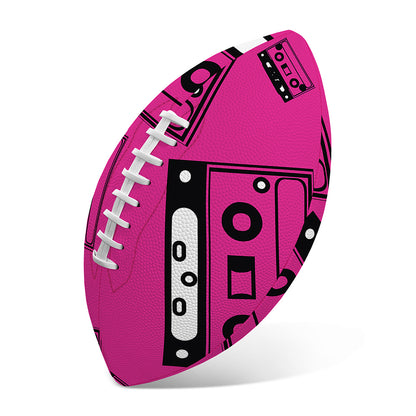 Pink Cassette Tape Pattern Print Rugby Ball