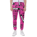 Pink Cassette Tape Pattern Print Joggers