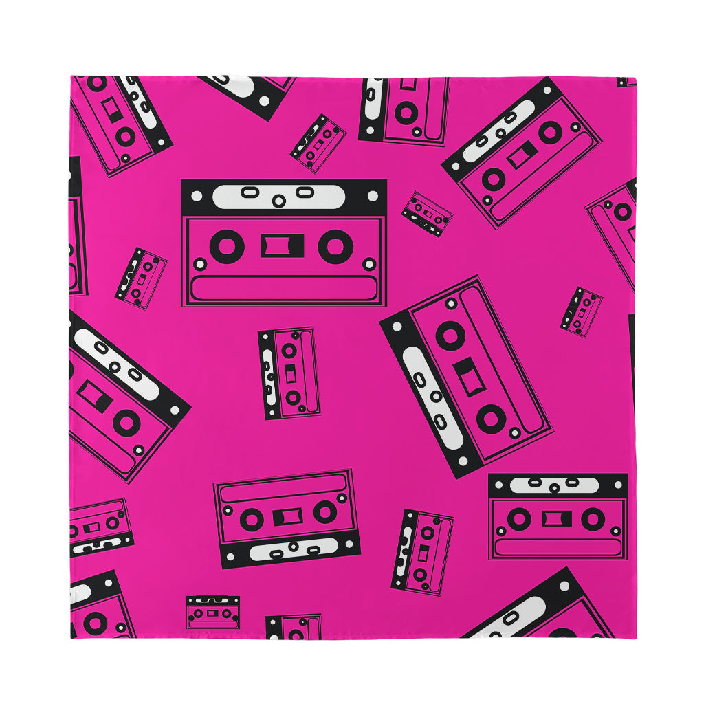 Pink Cassette Tape Pattern Print Silk Bandana