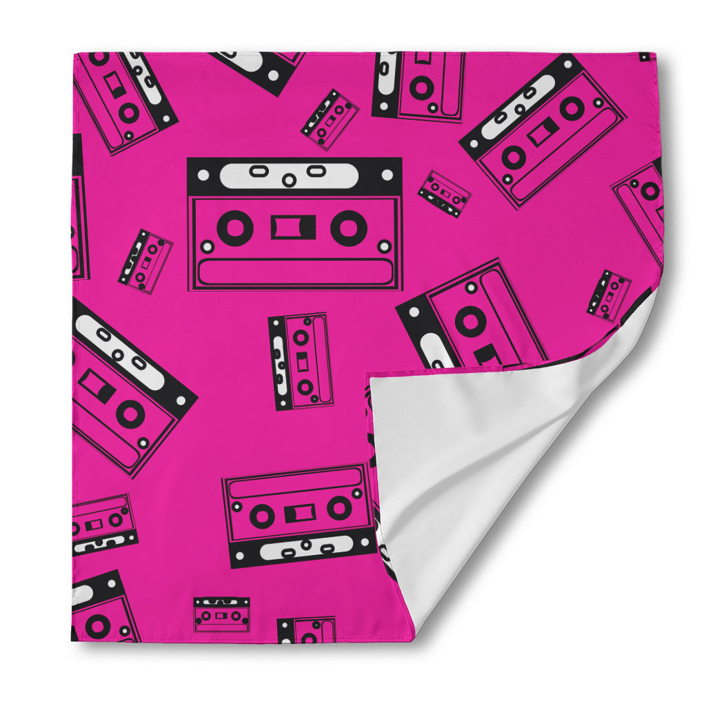 Pink Cassette Tape Pattern Print Silk Bandana