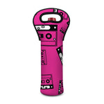 Pink Cassette Tape Pattern Print Single Neoprene Wine Tote