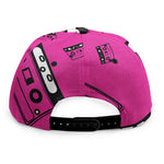 Pink Cassette Tape Pattern Print Snapback Cap