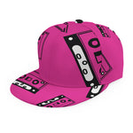 Pink Cassette Tape Pattern Print Snapback Cap