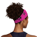 Pink Cassette Tape Pattern Print Sports Headband